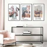 3-Piece Nordic Cityscape and Water City Canvas Wall Art