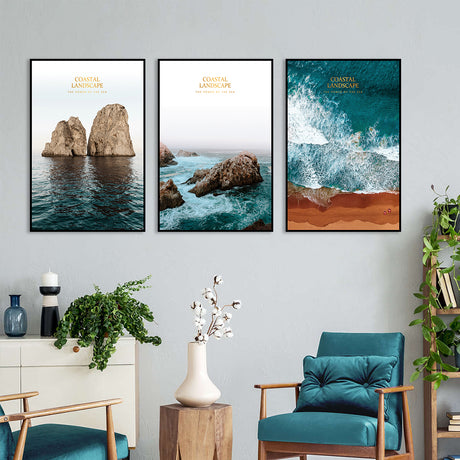 3-Piece Nordic Coastal Landscape View Canvas Wall Art