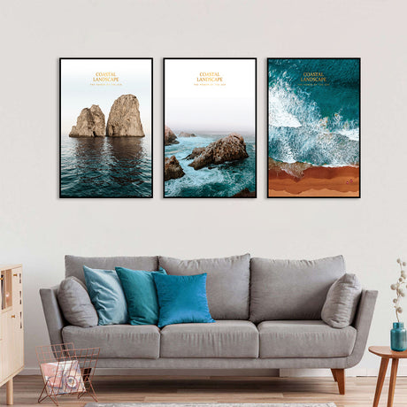 3-Piece Nordic Coastal Landscape View Canvas Wall Art