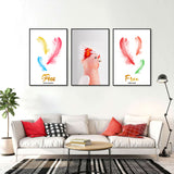 3-Piece Nordic Colorful Feathers and Parrot Canvas Wall Art