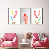 3-Piece Nordic Colorful Feathers and Parrot Canvas Wall Art