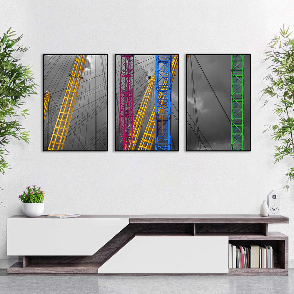 3-Piece Nordic Colorful Steel Structure Canvas Wall Art