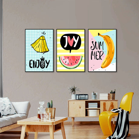 3-Piece Nordic Cute Fruits Canvas Wall Art