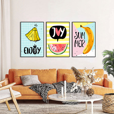 3-Piece Nordic Cute Fruits Canvas Wall Art