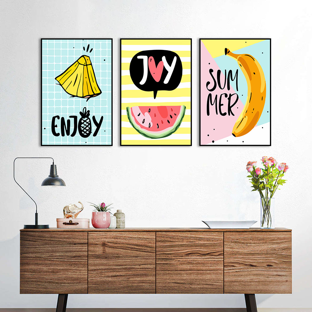 3-Piece Nordic Cute Fruits Canvas Wall Art