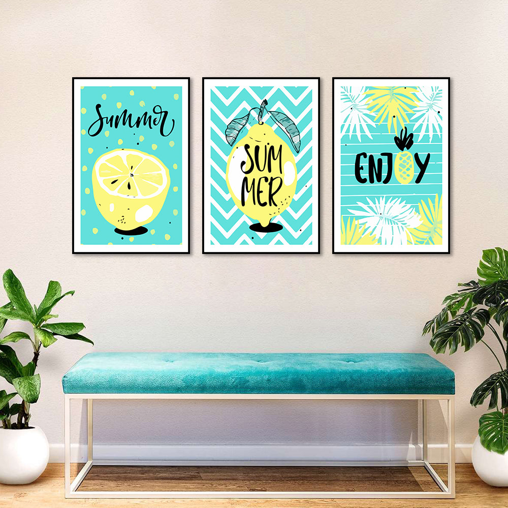 3-Piece Nordic "Enjoy Summer" Canvas Wall Art