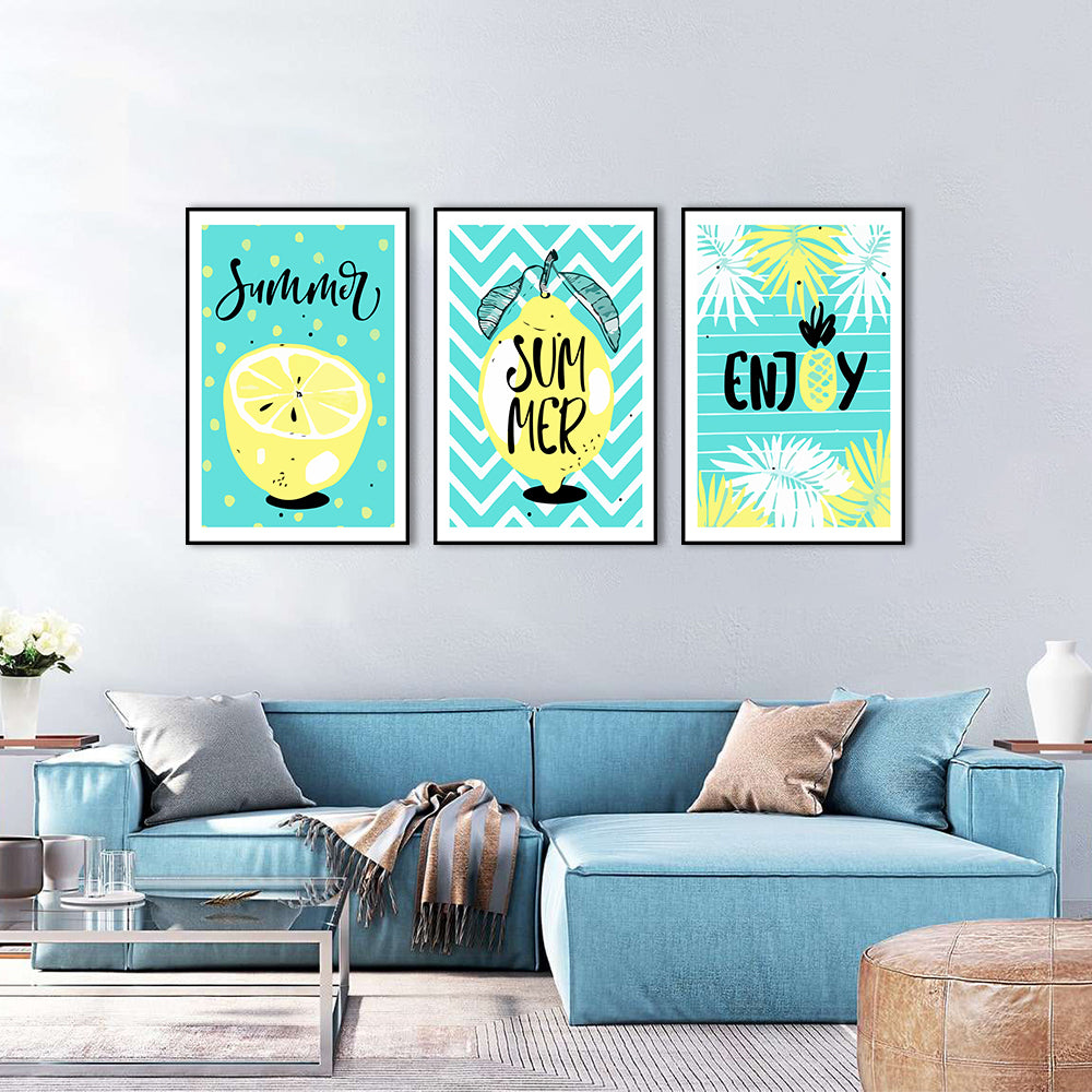 3-Piece Nordic "Enjoy Summer" Canvas Wall Art