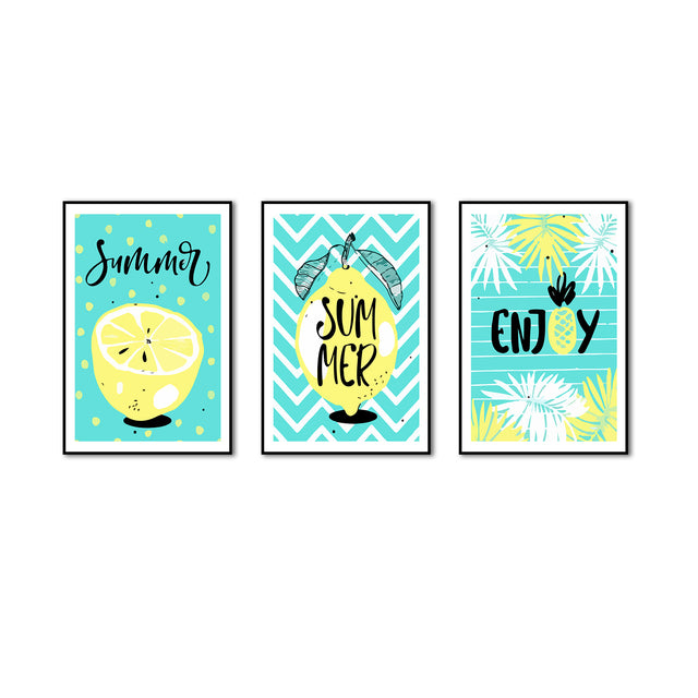 3-Piece Nordic "Enjoy Summer" Canvas Wall Art