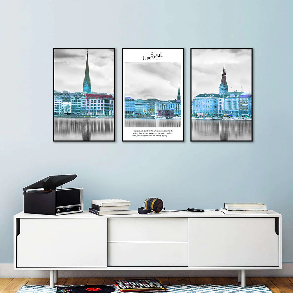 3-Piece Nordic Europe Building and Life Quote Canvas Wall Art