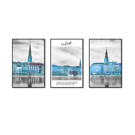 3-Piece Nordic Europe Building and Life Quote Canvas Wall Art