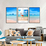 3-Piece Nordic Flamingo and Beach Canvas Wall Art