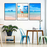 3-Piece Nordic Flamingo and Beach Canvas Wall Art