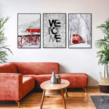 3-Piece Nordic Winter Train And Typography Canvas Wall Art