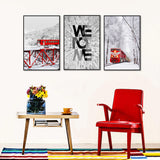 3-Piece Nordic Winter Train And Typography Canvas Wall Art