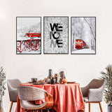 3-Piece Nordic Winter Train And Typography Canvas Wall Art