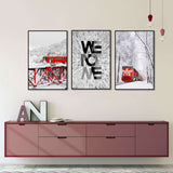 3-Piece Nordic Winter Train And Typography Canvas Wall Art