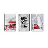 3-Piece Nordic Winter Train And Typography Canvas Wall Art