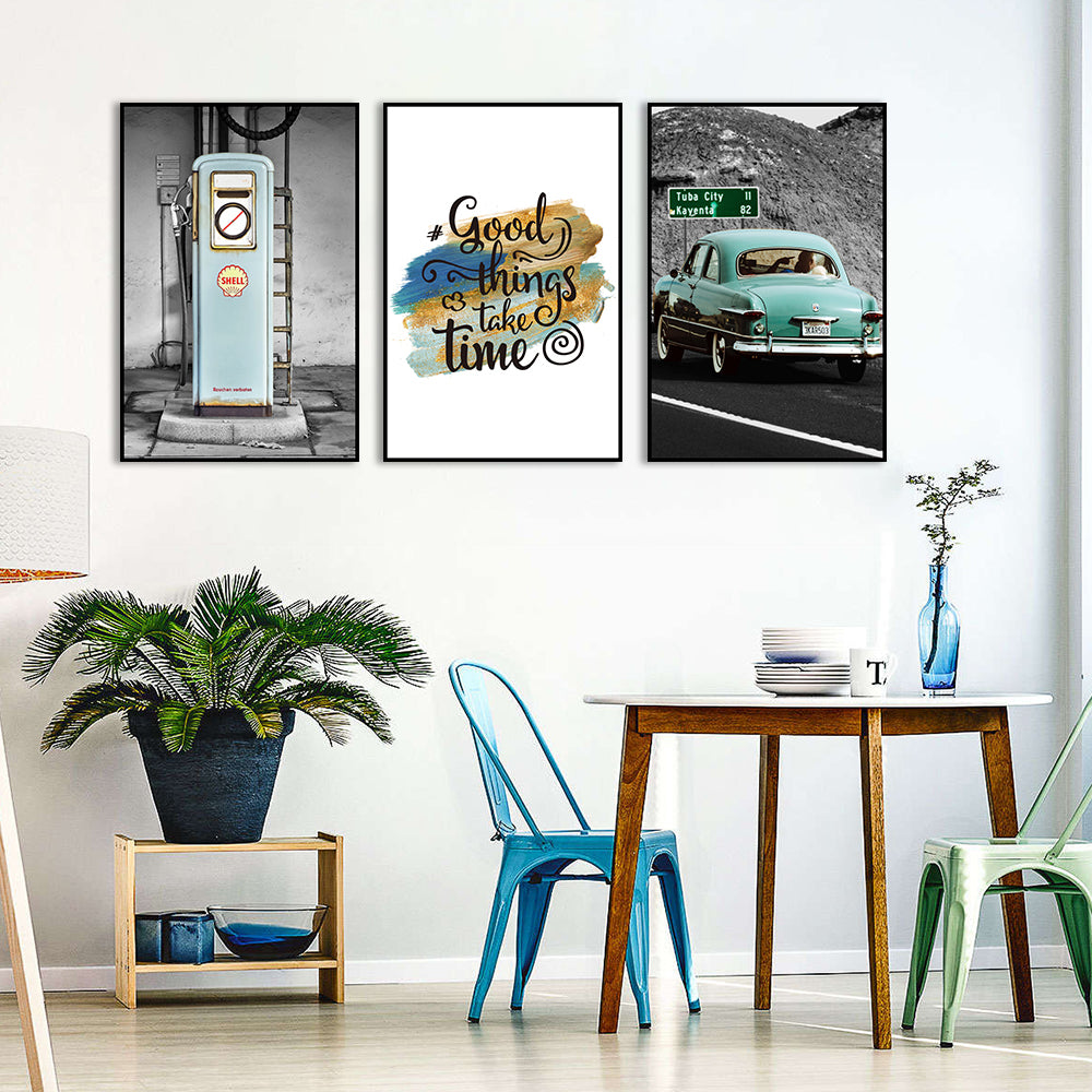 3-Piece Vintage Road Trip Canvas Wall Art