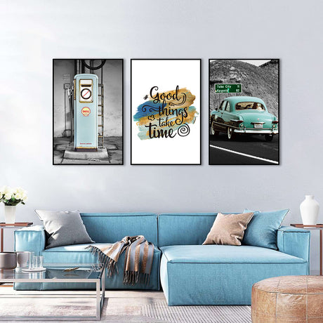 3-Piece Vintage Road Trip Canvas Wall Art