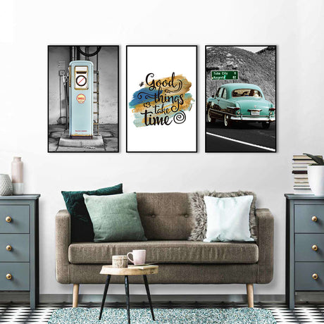 3-Piece Vintage Road Trip Canvas Wall Art