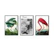 3-Piece Green And Red Flamingo With Travel Canvas Wall Art