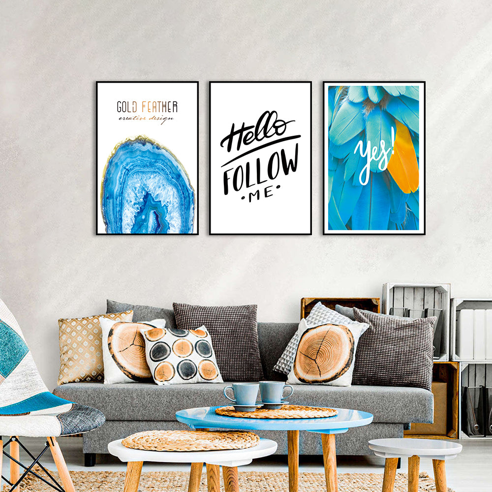 3-Piece "Hello Follow Me" Canvas Wall Art