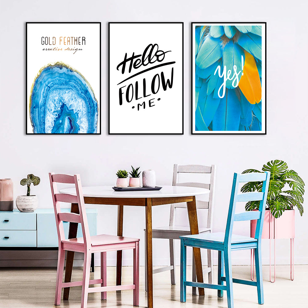 3-Piece "Hello Follow Me" Canvas Wall Art