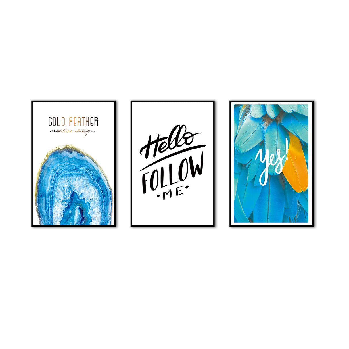 3-Piece "Hello Follow Me" Canvas Wall Art