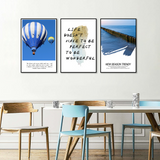 3-Piece Hot Air Balloon, Inspirational Quote And Coastal Scene Canvas Wall Art