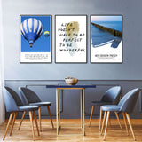 3-Piece Hot Air Balloon, Inspirational Quote And Coastal Scene Canvas Wall Art