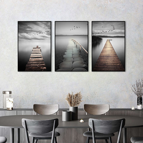 3-Piece Serene Lake Pier Canvas Wall Art