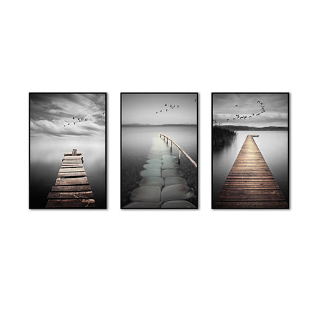 3-Piece Serene Lake Pier Canvas Wall Art