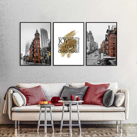 3-Piece Urban Architecture And Inspirational Quote Canvas Wall Art Set