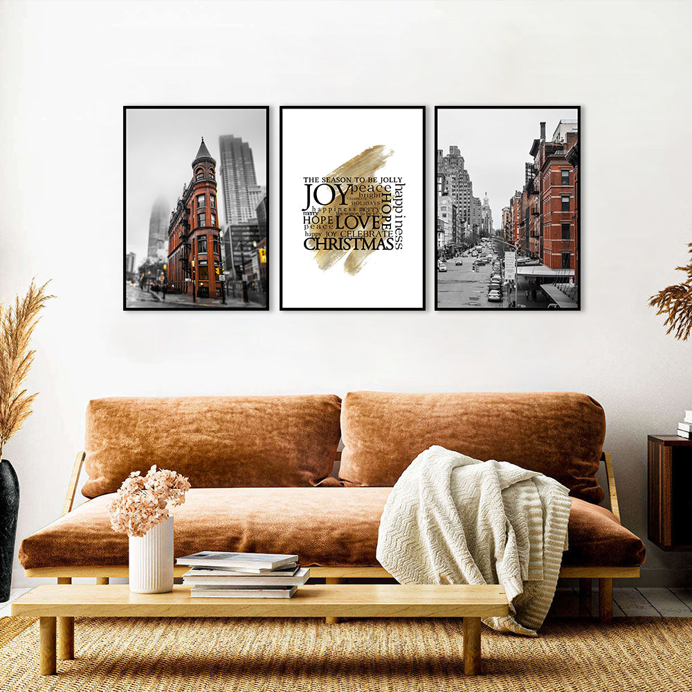 3-Piece Urban Architecture And Inspirational Quote Canvas Wall Art Set