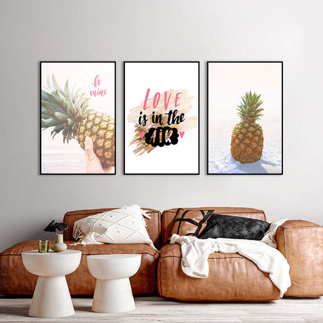 3-Piece Love And Pineapple Canvas Wall Art Set