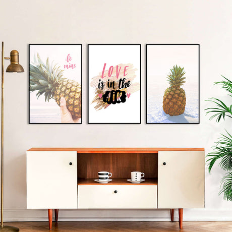 3-Piece Love And Pineapple Canvas Wall Art Set