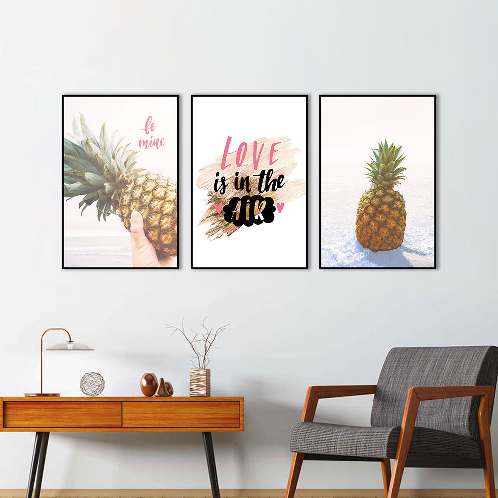 3-Piece Love And Pineapple Canvas Wall Art Set