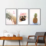 3-Piece Love And Pineapple Canvas Wall Art Set