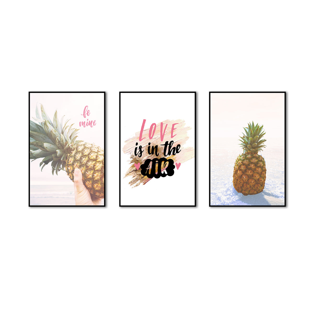 3-Piece Love And Pineapple Canvas Wall Art Set