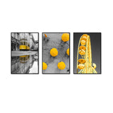 3-Piece Yellow Accent Canvas Wall Art Set