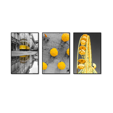 3-Piece Yellow Accent Canvas Wall Art Set