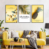 3-Piece Tropical Pineapple And Inspirational Quote Canvas Wall Art Set