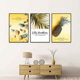 3-Piece Tropical Pineapple And Inspirational Quote Canvas Wall Art Set