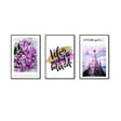 3 Piece Nordic Pink Flowers And Quotes Canvas Wall Art