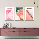 3 Piece Nordic Pink Stairs Architecture Canvas Wall Art