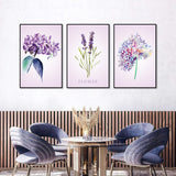 3 Piece Nordic Purple Lavender Canvas Wall Art