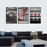 3 Piece Nordic Red Architecture Canvas Wall Art