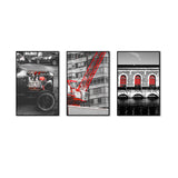 3 Piece Nordic Red Architecture Canvas Wall Art