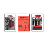 3 Piece Nordic Red Mailbox And Car Canvas Wall Art