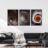 3 Piece Nordic Red Stairs Canvas Wall Art